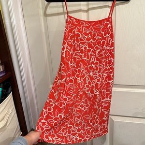 Red floral slip dress